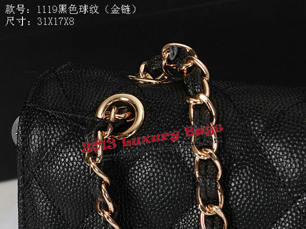 Chanel Classic Flap Bag 1119 Black Cannage Pattern Leather Gold Chanel Classic Flap Bag 1119 Black Cannage Pattern Leather Gold