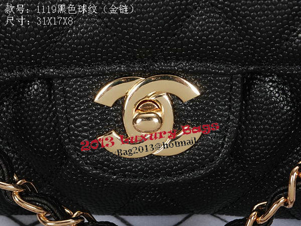Chanel Classic Flap Bag 1119 Black Cannage Pattern Leather Gold Chanel Classic Flap Bag 1119 Black Cannage Pattern Leather Gold