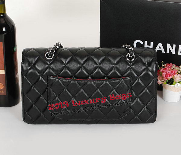 Chanel Classic Flap Bag 1113 Black Sheepskin Leather Silver Chanel Classic Flap Bag 1113 Black Sheepskin Leather Silver