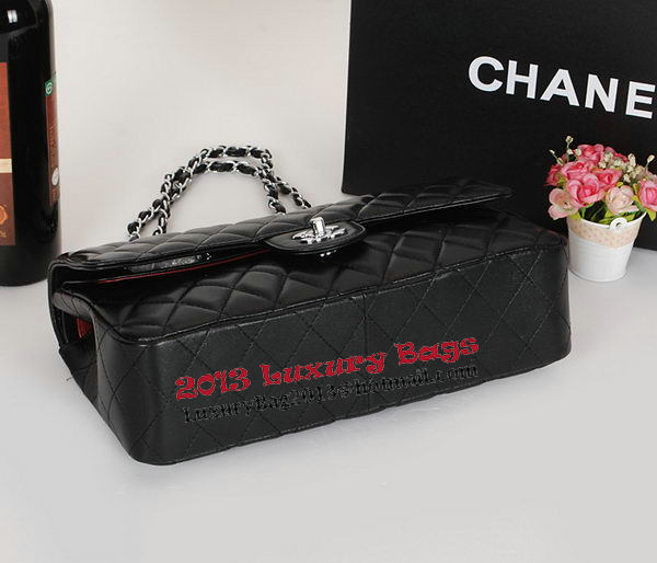 Chanel Classic Flap Bag 1113 Black Sheepskin Leather Silver Chanel Classic Flap Bag 1113 Black Sheepskin Leather Silver