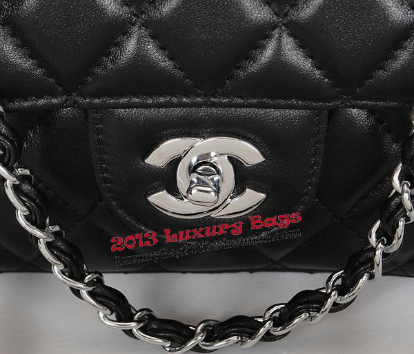Chanel Classic Flap Bag 1113 Black Sheepskin Leather Silver Chanel Classic Flap Bag 1113 Black Sheepskin Leather Silver
