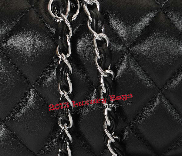 Chanel Classic Flap Bag 1113 Black Sheepskin Leather Silver Chanel Classic Flap Bag 1113 Black Sheepskin Leather Silver
