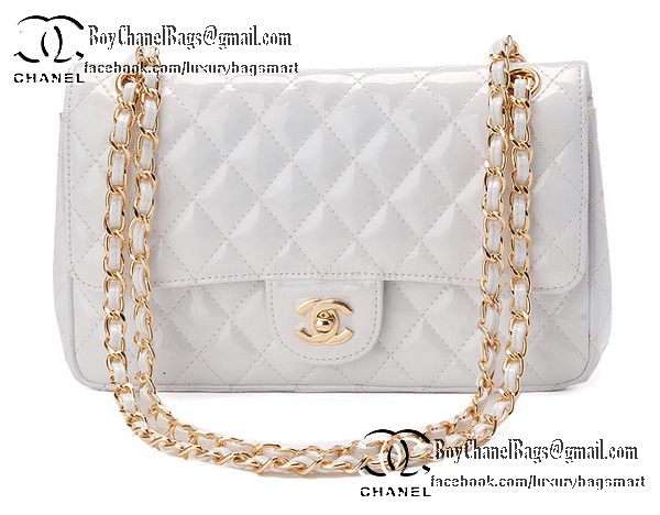 Chanel Classic Flap Bag Patent Leather CHA1113 White Chanel Classic Flap Bag Patent Leather CHA1113 White