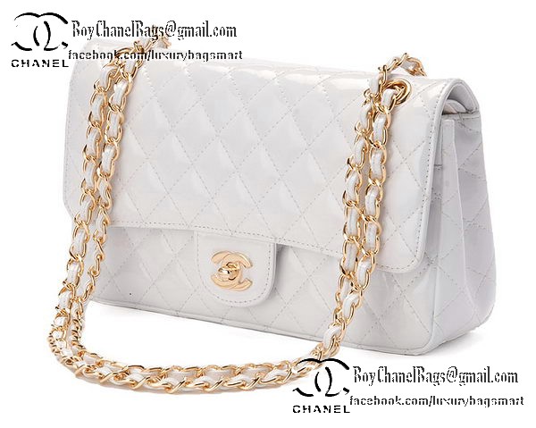 Chanel Classic Flap Bag Patent Leather CHA1113 White Chanel Classic Flap Bag Patent Leather CHA1113 White