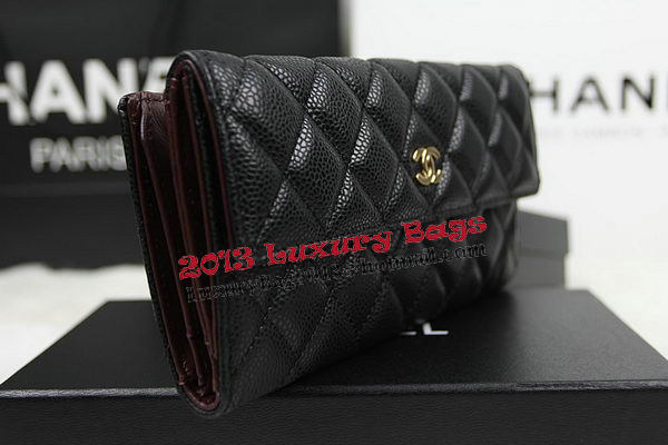 Chanel Matelasse Tri-Fold Wallet Original Cannage Pattern Leater CHA48983 Black Chanel Matelasse Tri-Fold Wallet Original Cannage Pattern Leater CHA48983 Black