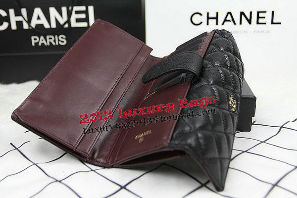 Chanel Matelasse Tri-Fold Wallet Original Cannage Pattern Leater CHA48983 Black Chanel Matelasse Tri-Fold Wallet Original Cannage Pattern Leater CHA48983 Black