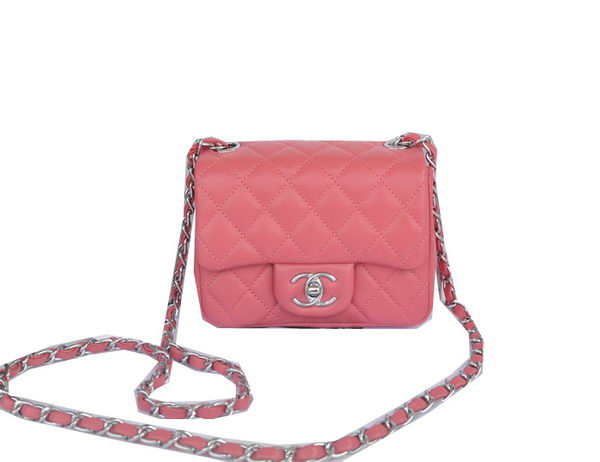 Chanel mini Classic Flap Bag Pink Original Sheekskin CHA1115 Silver