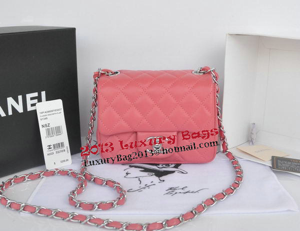 Chanel mini Classic Flap Bag Pink Original Sheekskin CHA1115 Silver Chanel mini Classic Flap Bag Pink Original Sheekskin CHA1115 Silver