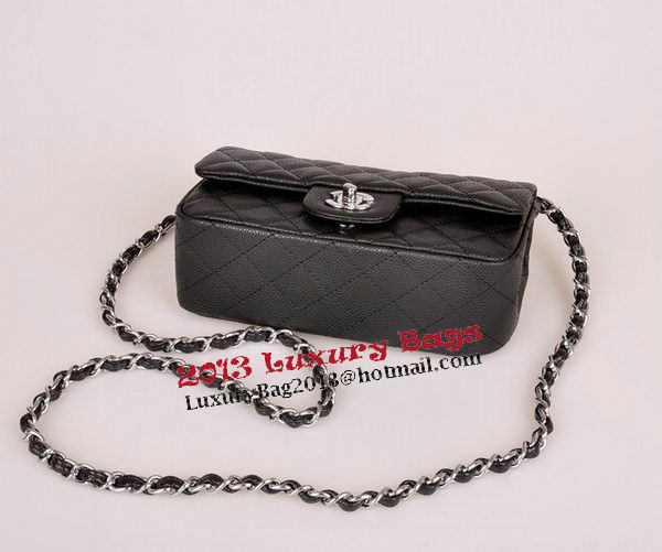 Chanel mini Classic Flap Bag Black Cannage Pattern 1117 Silver Chanel mini Classic Flap Bag Black Cannage Pattern 1117 Silver