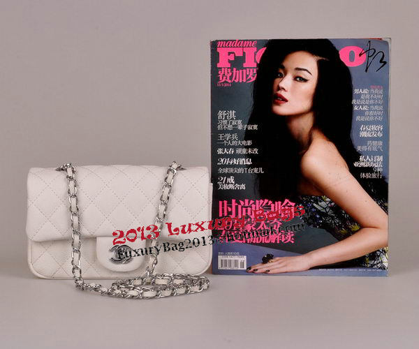 Chanel mini Classic Flap Bag White Cannage Pattern 1117 Silver Chanel mini Classic Flap Bag White Cannage Pattern 1117 Silver