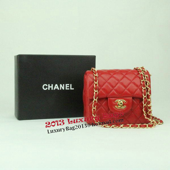 Chanel mini Classic Flap Bag Red Leather 1115 Gold Chain Chanel mini Classic Flap Bag Red Leather 1115 Gold Chain