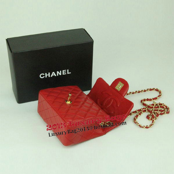 Chanel mini Classic Flap Bag Red Leather 1115 Gold Chain Chanel mini Classic Flap Bag Red Leather 1115 Gold Chain