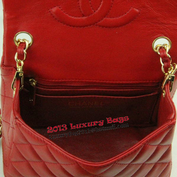 Chanel mini Classic Flap Bag Red Leather 1115 Gold Chain Chanel mini Classic Flap Bag Red Leather 1115 Gold Chain