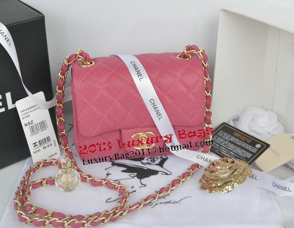 Chanel mini Classic Flap Bag Rose Cannage Pattern 1115 Gold Chanel mini Classic Flap Bag Rose Cannage Pattern 1115 Gold