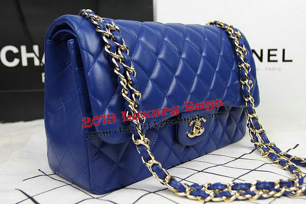 Chanel Classic Flap Bag Blue Original Leather CF1113 Gold Chanel Classic Flap Bag Blue Original Leather CF1113 Gold