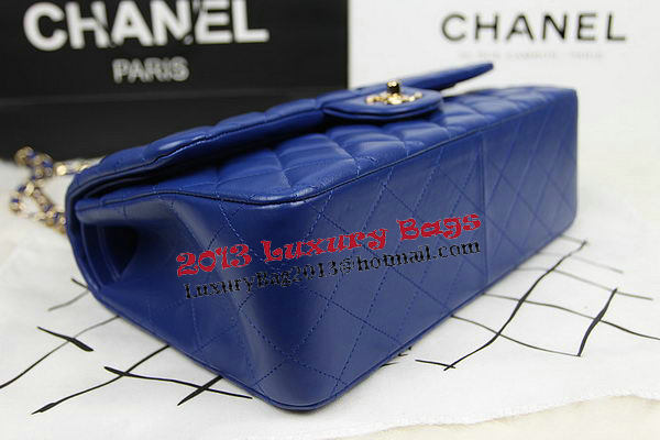 Chanel Classic Flap Bag Blue Original Leather CF1113 Gold Chanel Classic Flap Bag Blue Original Leather CF1113 Gold