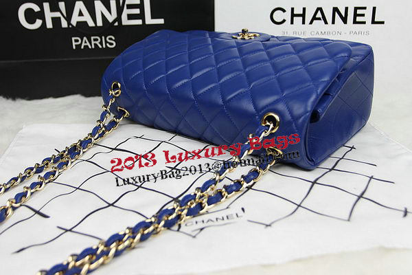 Chanel Classic Flap Bag Blue Original Leather CF1113 Gold Chanel Classic Flap Bag Blue Original Leather CF1113 Gold