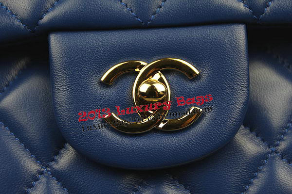 Chanel Classic Flap Bag Blue Original Leather CF1113 Gold Chanel Classic Flap Bag Blue Original Leather CF1113 Gold