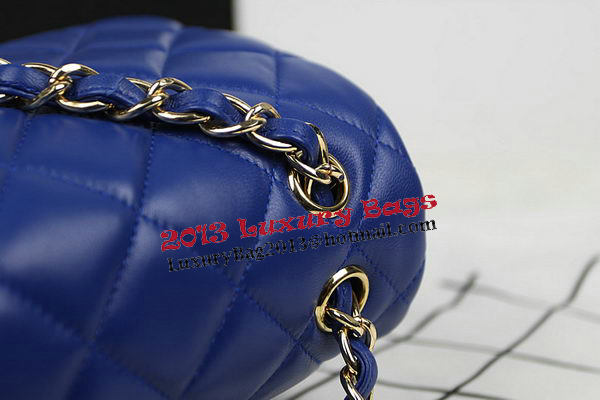 Chanel Classic Flap Bag Blue Original Leather CF1113 Gold Chanel Classic Flap Bag Blue Original Leather CF1113 Gold