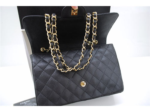 Fashion Chanel Original Caviar Leather Classic Flap Bag A28600 Black Gold Fashion Chanel Original Caviar Leather Classic Flap Bag A28600 Black Gold