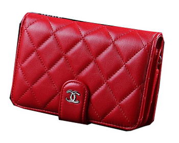 Chanel Matelasse Bi-Fold Wallet Sheepskin Leater A31506 Red Chanel Matelasse Bi-Fold Wallet Sheepskin Leater A31506 Red
