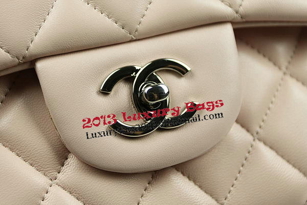 Chanel Classic Flap Bag Beige Original Leather CF1113 Silver Chanel Classic Flap Bag Beige Original Leather CF1113 Silver