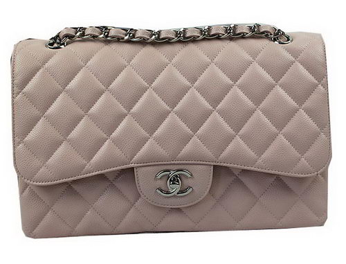 Chanel Classic Flap Bag Pink Cannage Pattern CF1113 Silver