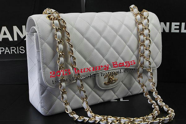 Chanel Classic Flap Bag White Cannage Pattern CF1113 Gold Chanel Classic Flap Bag White Cannage Pattern CF1113 Gold