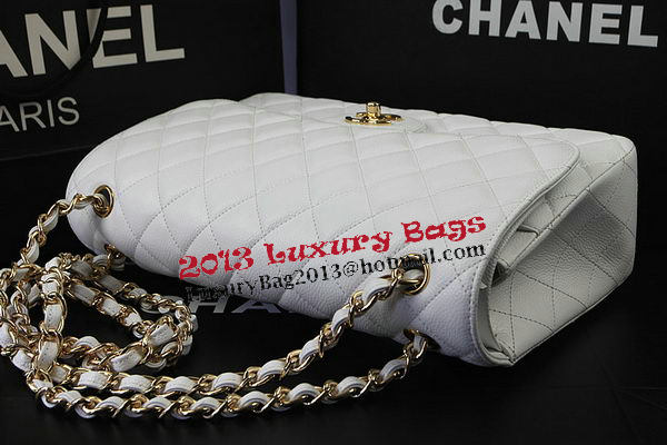 Chanel Classic Flap Bag White Cannage Pattern CF1113 Gold Chanel Classic Flap Bag White Cannage Pattern CF1113 Gold