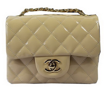 Chanel Classic MINI Flap Bag Apricot Original Patent Leather CF1115 Gold Chanel Classic MINI Flap Bag Apricot Original Patent Leather CF1115 Gold