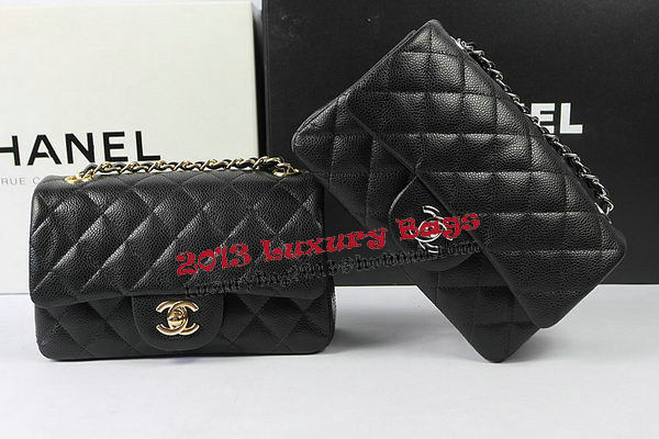 Chanel Classic MINI Flap Bag Black Cannage Pattern CF1119 Gold Chanel Classic MINI Flap Bag Black Cannage Pattern CF1119 Gold