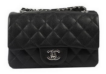 Chanel Classic MINI Flap Bag Black Cannage Pattern CF1119 Silver Chanel Classic MINI Flap Bag Black Cannage Pattern CF1119 Silver