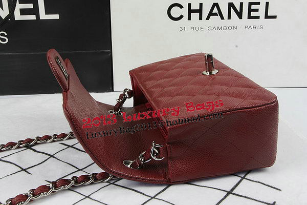 Chanel Classic MINI Flap Bag Burgundy Cannage Pattern CF1119 Silver Chanel Classic MINI Flap Bag Burgundy Cannage Pattern CF1119 Silver