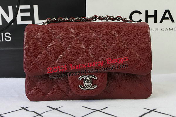 Chanel Classic MINI Flap Bag Burgundy Cannage Pattern CF1119 Silver Chanel Classic MINI Flap Bag Burgundy Cannage Pattern CF1119 Silver
