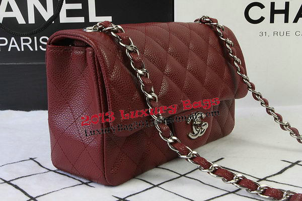 Chanel Classic MINI Flap Bag Burgundy Cannage Pattern CF1119 Silver Chanel Classic MINI Flap Bag Burgundy Cannage Pattern CF1119 Silver