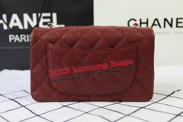 Chanel Classic MINI Flap Bag Burgundy Cannage Pattern CF1119 Silver Chanel Classic MINI Flap Bag Burgundy Cannage Pattern CF1119 Silver
