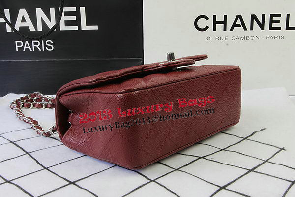 Chanel Classic MINI Flap Bag Burgundy Cannage Pattern CF1119 Silver Chanel Classic MINI Flap Bag Burgundy Cannage Pattern CF1119 Silver