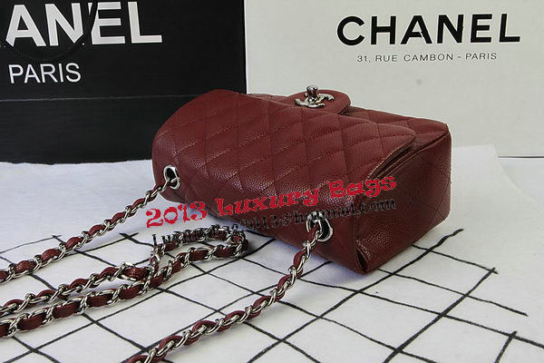 Chanel Classic MINI Flap Bag Burgundy Cannage Pattern CF1119 Silver Chanel Classic MINI Flap Bag Burgundy Cannage Pattern CF1119 Silver