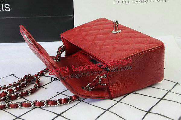 Chanel Classic MINI Flap Bag Red Cannage Pattern CF1119 Silver Chanel Classic MINI Flap Bag Red Cannage Pattern CF1119 Silver