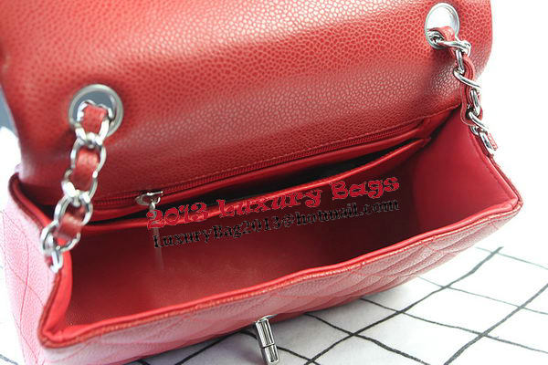 Chanel Classic MINI Flap Bag Red Cannage Pattern CF1119 Silver Chanel Classic MINI Flap Bag Red Cannage Pattern CF1119 Silver
