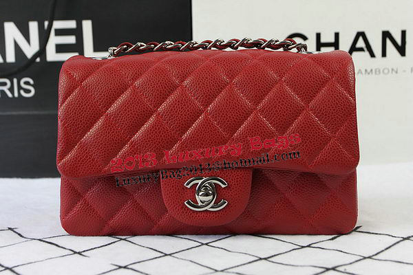 Chanel Classic MINI Flap Bag Red Cannage Pattern CF1119 Silver Chanel Classic MINI Flap Bag Red Cannage Pattern CF1119 Silver