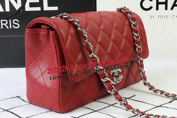 Chanel Classic MINI Flap Bag Red Cannage Pattern CF1119 Silver Chanel Classic MINI Flap Bag Red Cannage Pattern CF1119 Silver