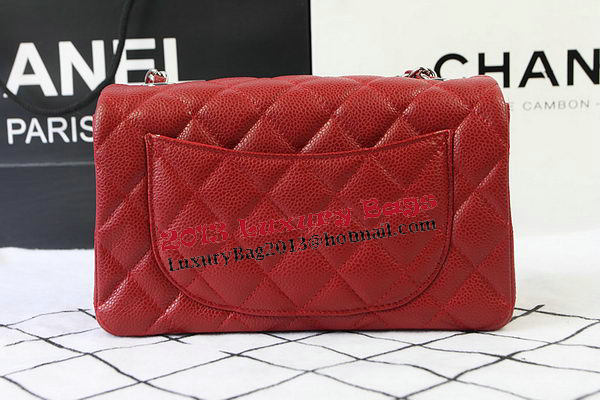 Chanel Classic MINI Flap Bag Red Cannage Pattern CF1119 Silver Chanel Classic MINI Flap Bag Red Cannage Pattern CF1119 Silver