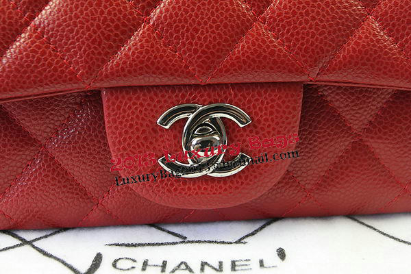 Chanel Classic MINI Flap Bag Red Cannage Pattern CF1119 Silver Chanel Classic MINI Flap Bag Red Cannage Pattern CF1119 Silver