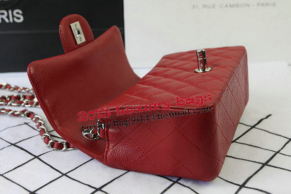 Chanel Classic MINI Flap Bag Red Cannage Pattern CF1119 Silver Chanel Classic MINI Flap Bag Red Cannage Pattern CF1119 Silver