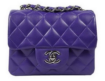 Chanel Classic MINI Flap Bag Violet Original Sheep Leather CF1115 Silver Chanel Classic MINI Flap Bag Violet Original Sheep Leather CF1115 Silver