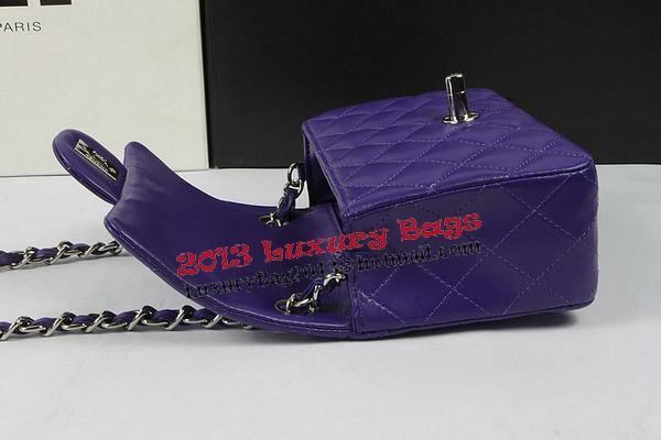 Chanel Classic MINI Flap Bag Violet Original Sheep Leather CF1115 Silver Chanel Classic MINI Flap Bag Violet Original Sheep Leather CF1115 Silver