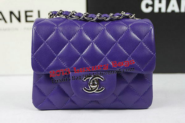 Chanel Classic MINI Flap Bag Violet Original Sheep Leather CF1115 Silver Chanel Classic MINI Flap Bag Violet Original Sheep Leather CF1115 Silver