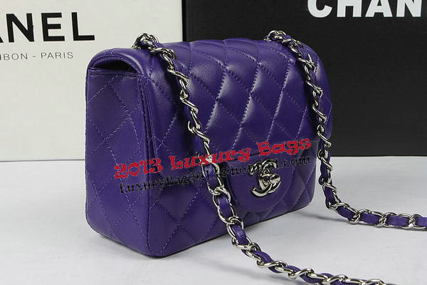 Chanel Classic MINI Flap Bag Violet Original Sheep Leather CF1115 Silver Chanel Classic MINI Flap Bag Violet Original Sheep Leather CF1115 Silver