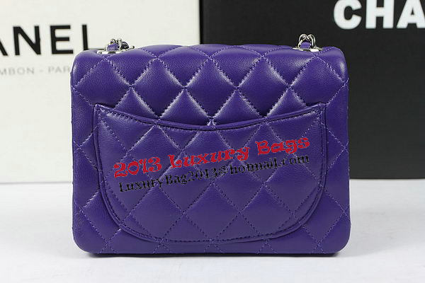 Chanel Classic MINI Flap Bag Violet Original Sheep Leather CF1115 Silver Chanel Classic MINI Flap Bag Violet Original Sheep Leather CF1115 Silver